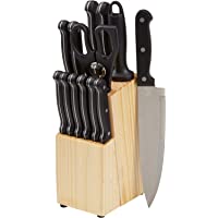 Amazon Basics - Juego de cuchillos de cocina y soporte (14 piezas)